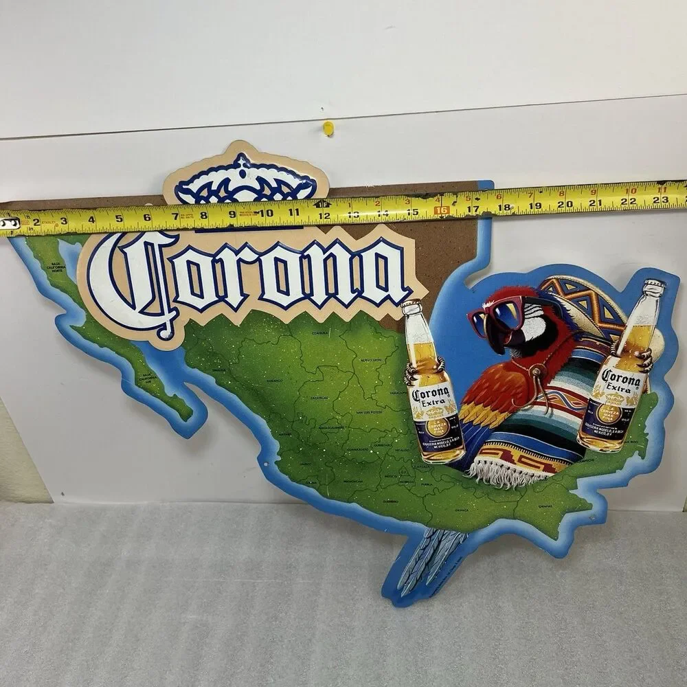 Corona Beer Parrot Mexico Map Man Cave Metal Tin Sign Vintage Bar Sign 24x19”